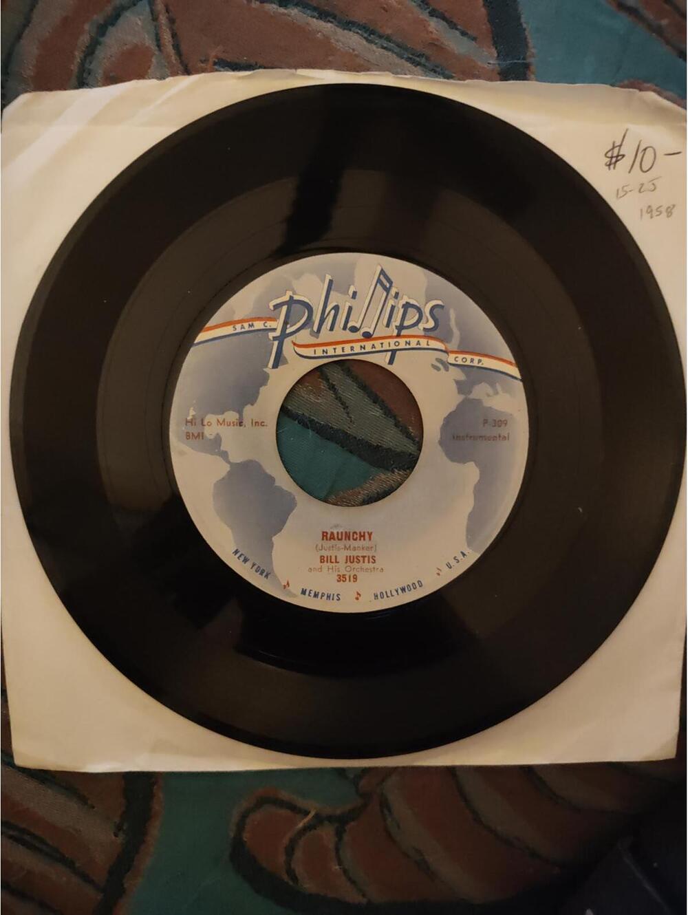 Bill Justis - raunchy/ midnite man - vinyl 45 NM
